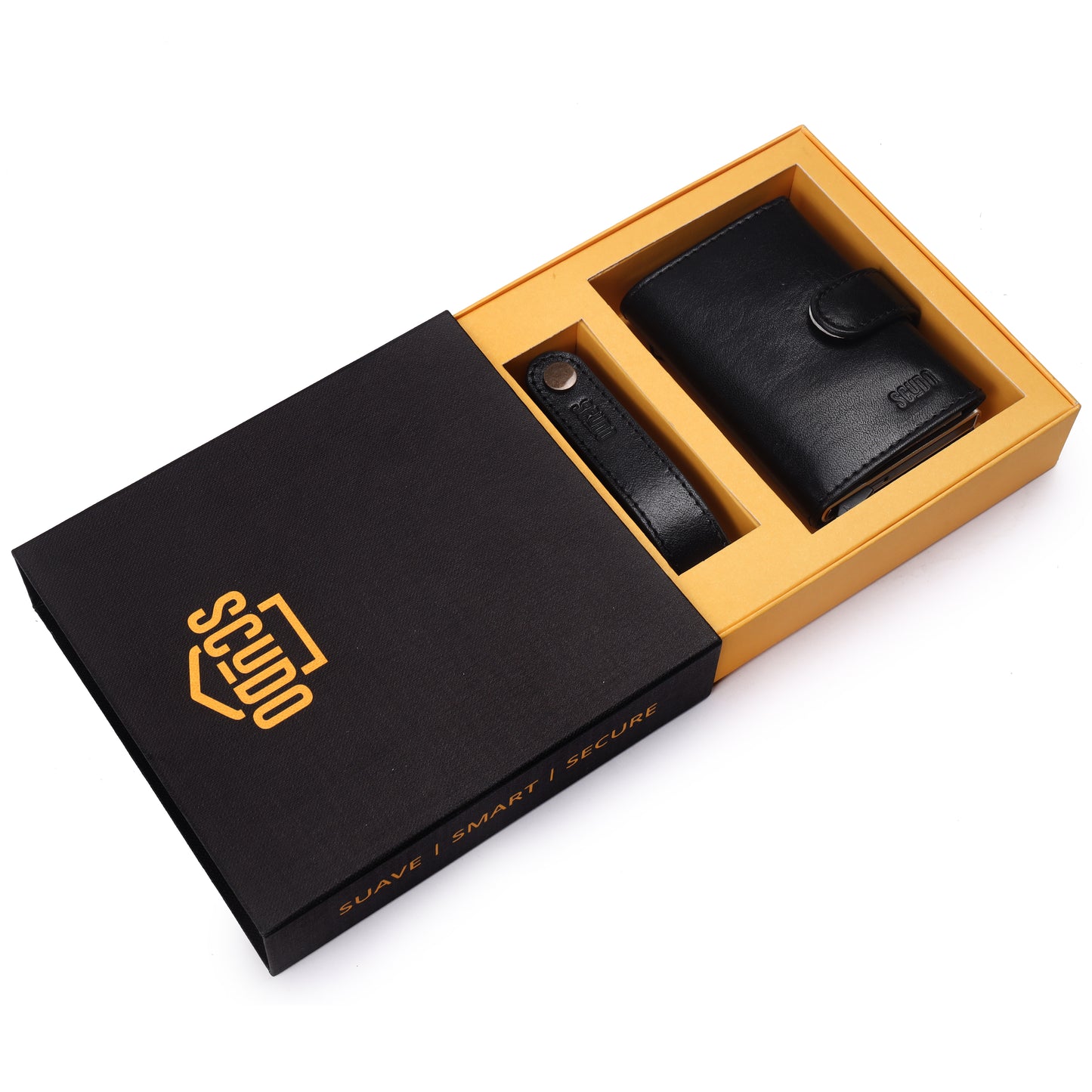 Gift Set - Slim Wallet & Key Organizer - Tuscany - Black - Scudo