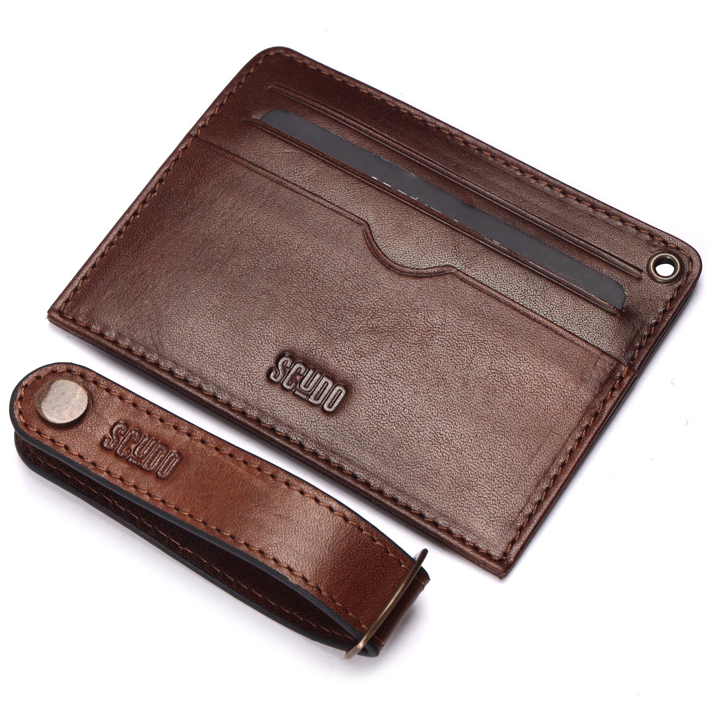 Gift Set - Card Holder & Key Organizer - Tuscany - Cognac - Scudo
