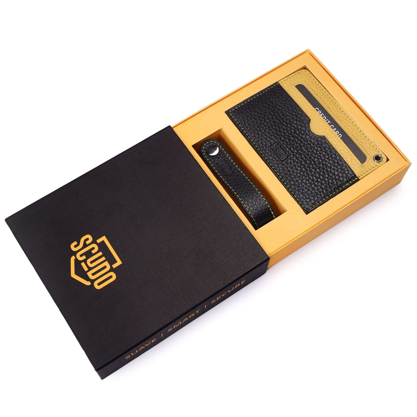 Gift Set - Card Holder & Key Organizer - Mosaic - Black/Yellow - Scudo