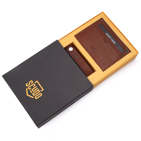 Gift Set - Card Holder & Key Organizer - Classic - Cognac