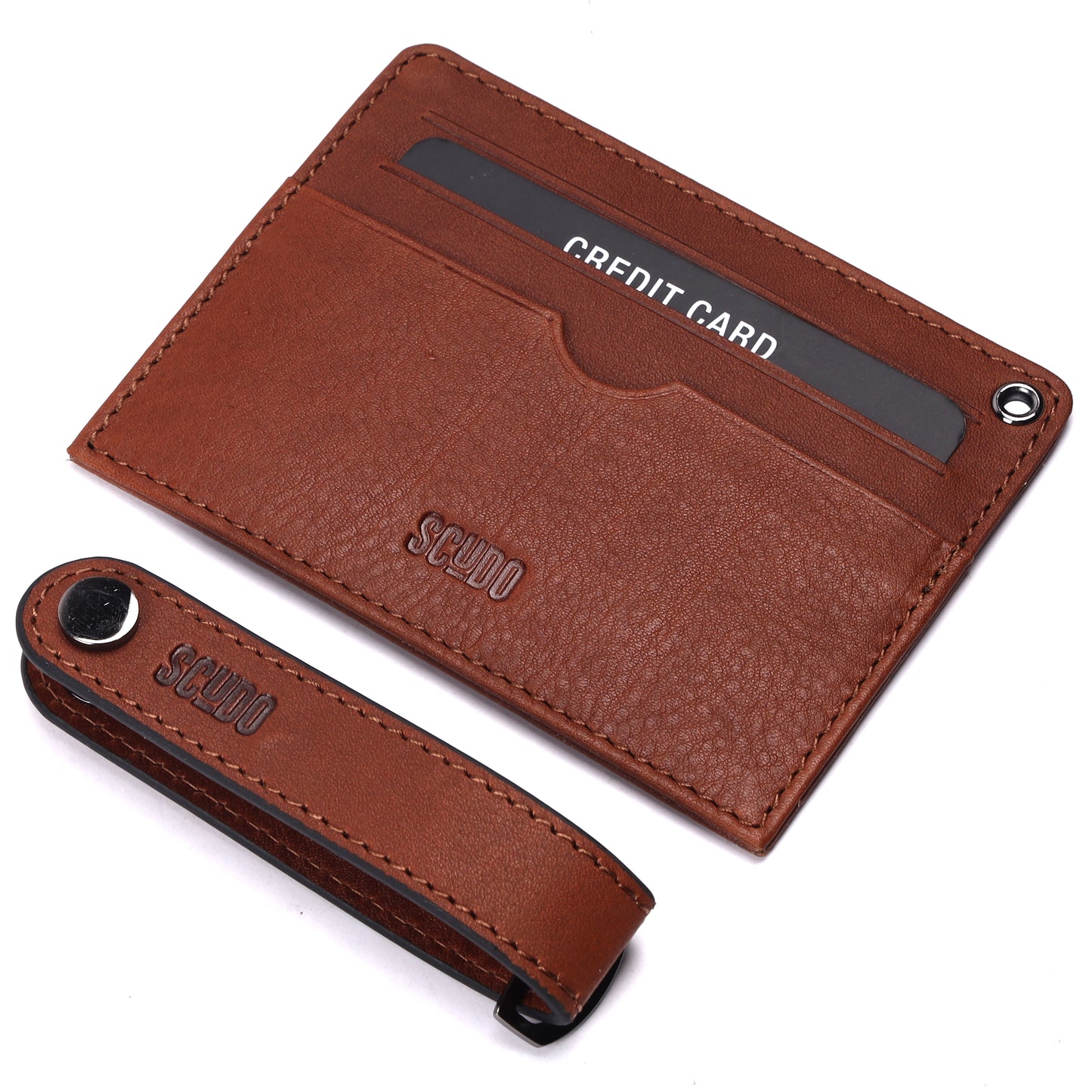 Gift Set - Card Holder & Key Organizer - Classic - Cognac - Scudo