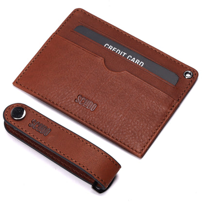 Gift Set - Card Holder & Key Organizer - Classic - Cognac - Scudo