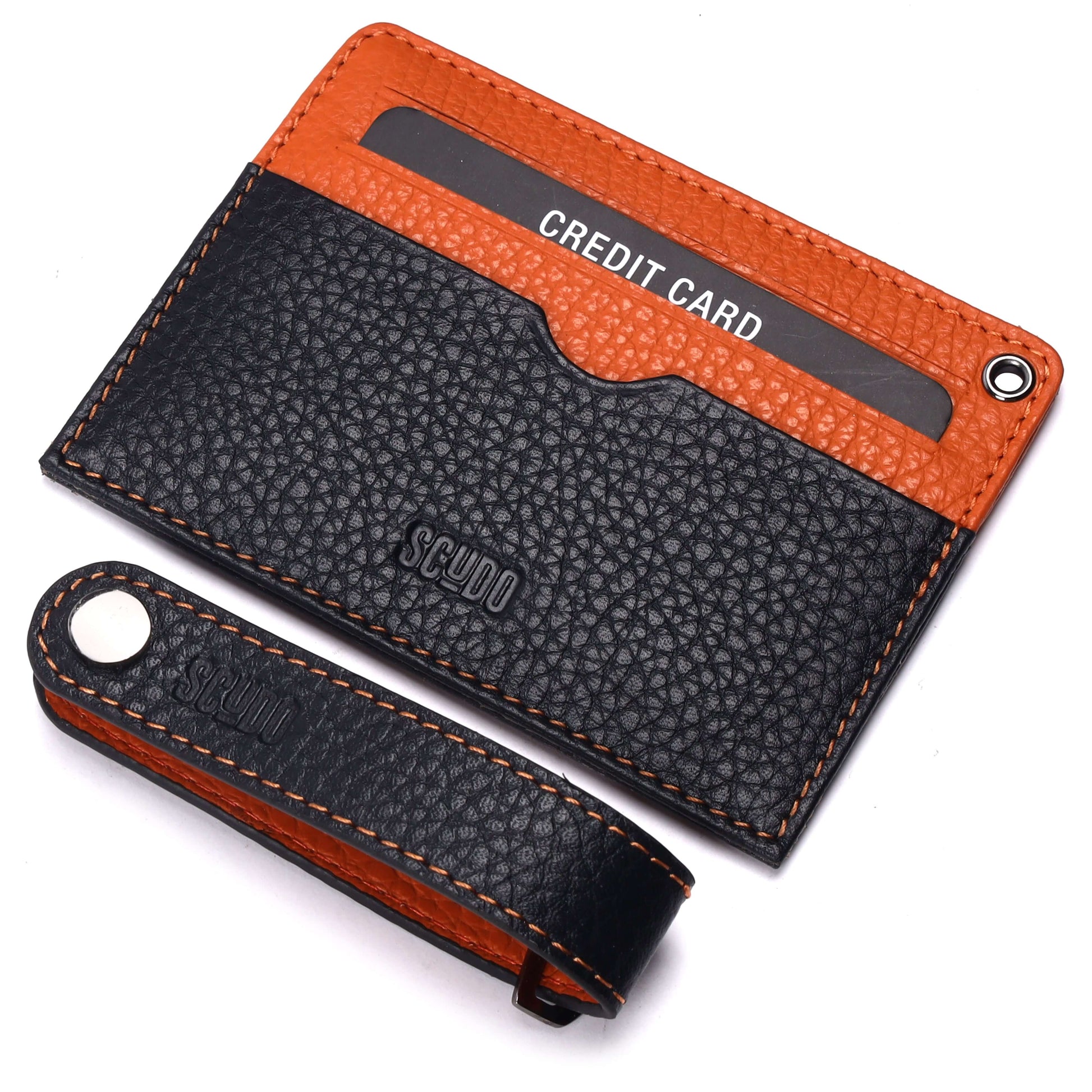Gift Set - Card Holder & Key Organizer - Mosaic - Navy / Orange - Scudo