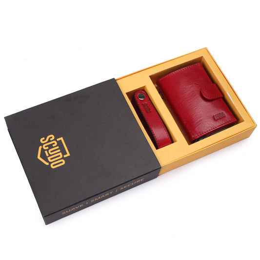 Gift Set - Slim Wallet & Key Organizer - Tuscany - Red - Scudo