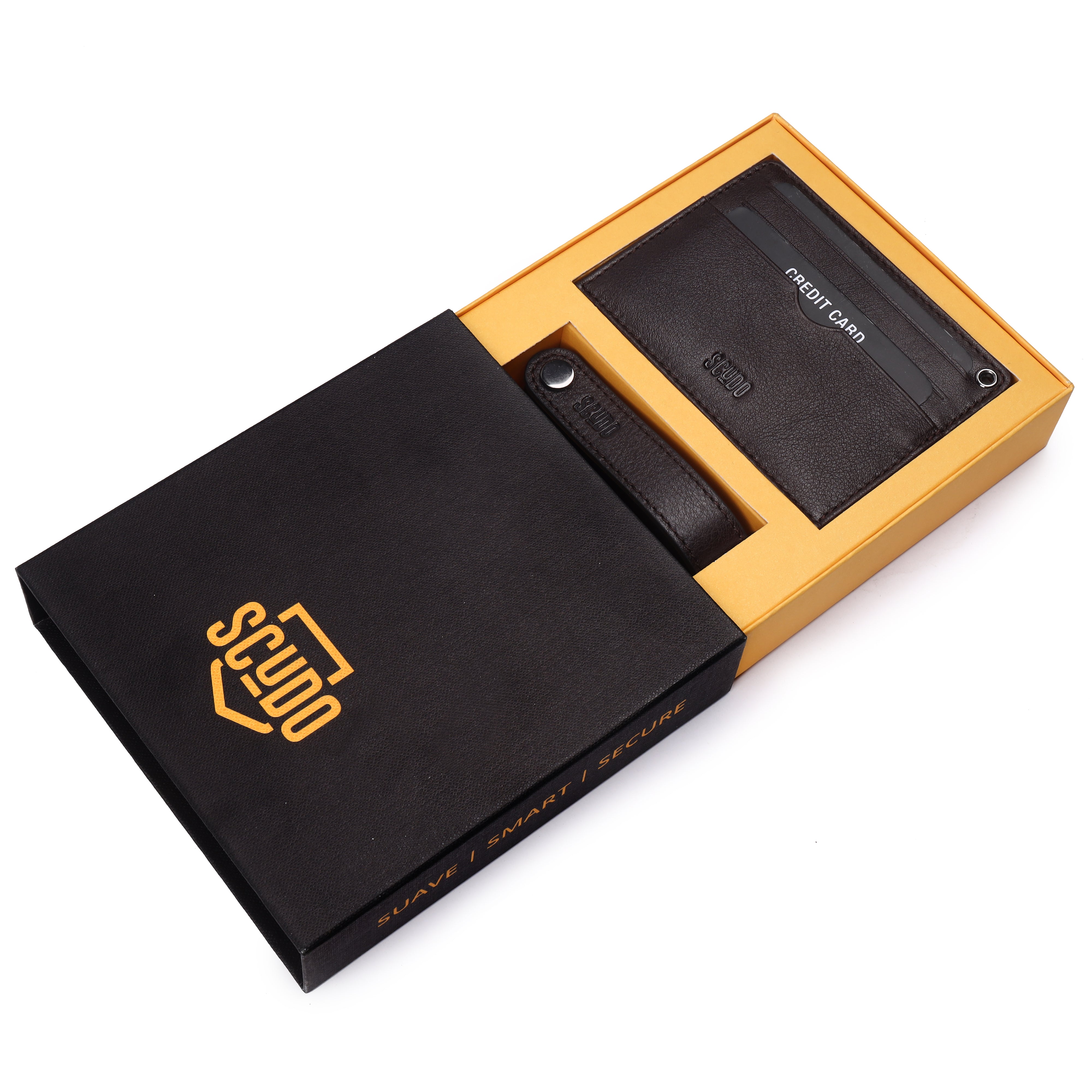 Gift Set - Card Holder & Key Organizer - Classic - Brown – Scudo