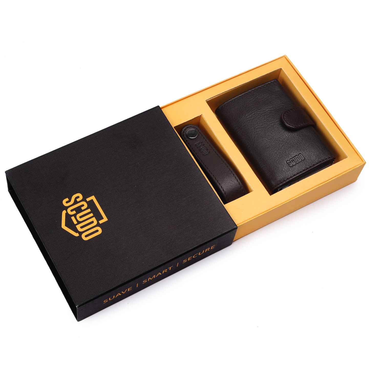 Gift Set - Slim Wallet & Key Organizer - Classic - Brown - Scudo