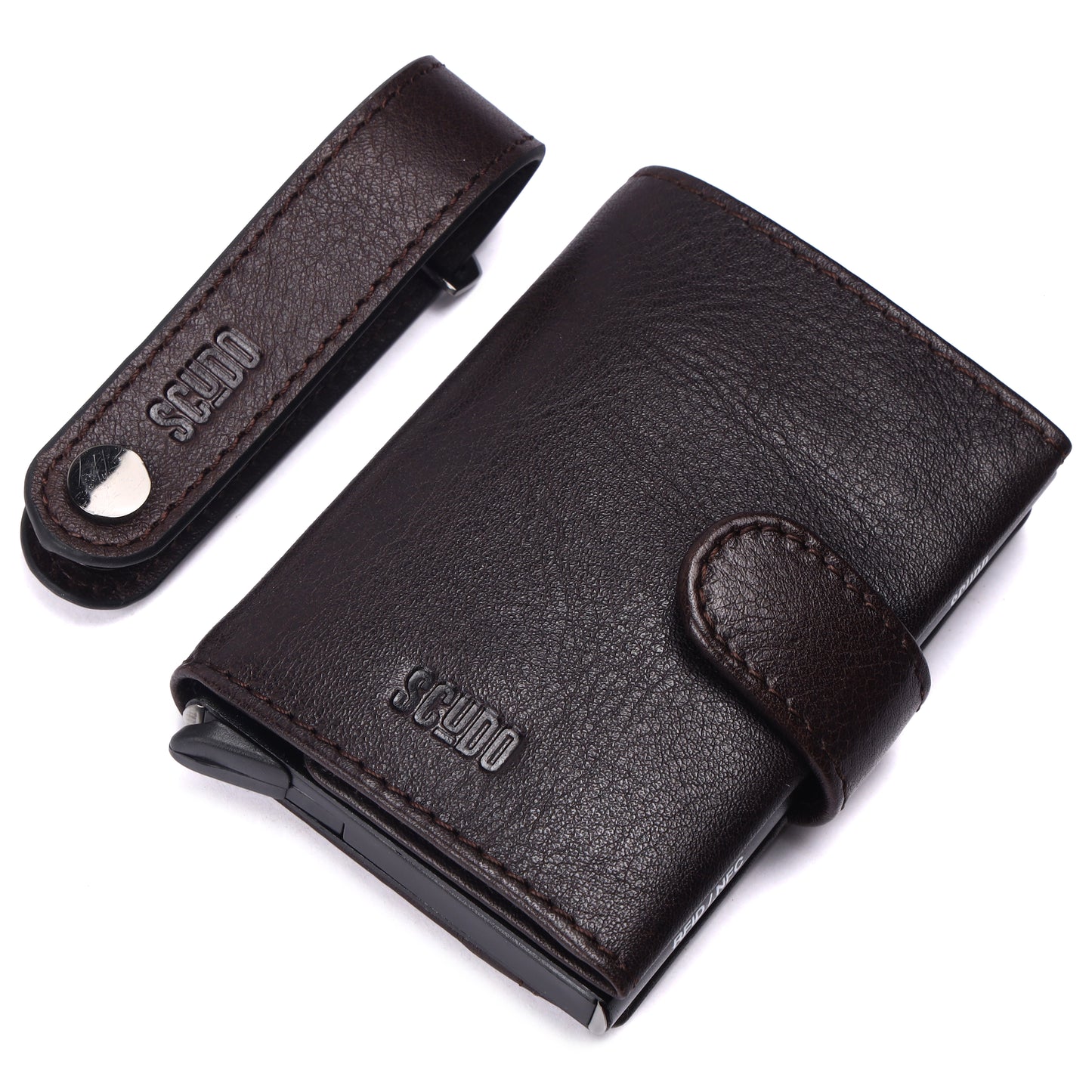 Gift Set - Slim Wallet & Key Organizer - Classic - Brown - Scudo