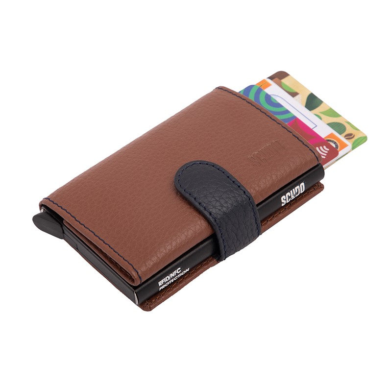 Slim Wallet - Mosaic - Cognac/Navy - Scudo